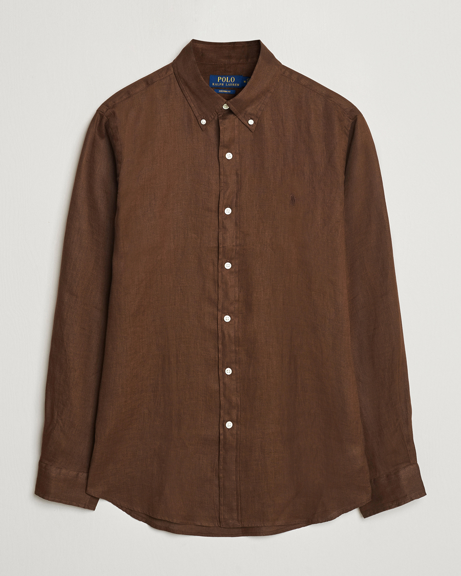 Herren | Hemden | Polo Ralph Lauren | Custom Fit Linen Button Down Chocolate Mousse