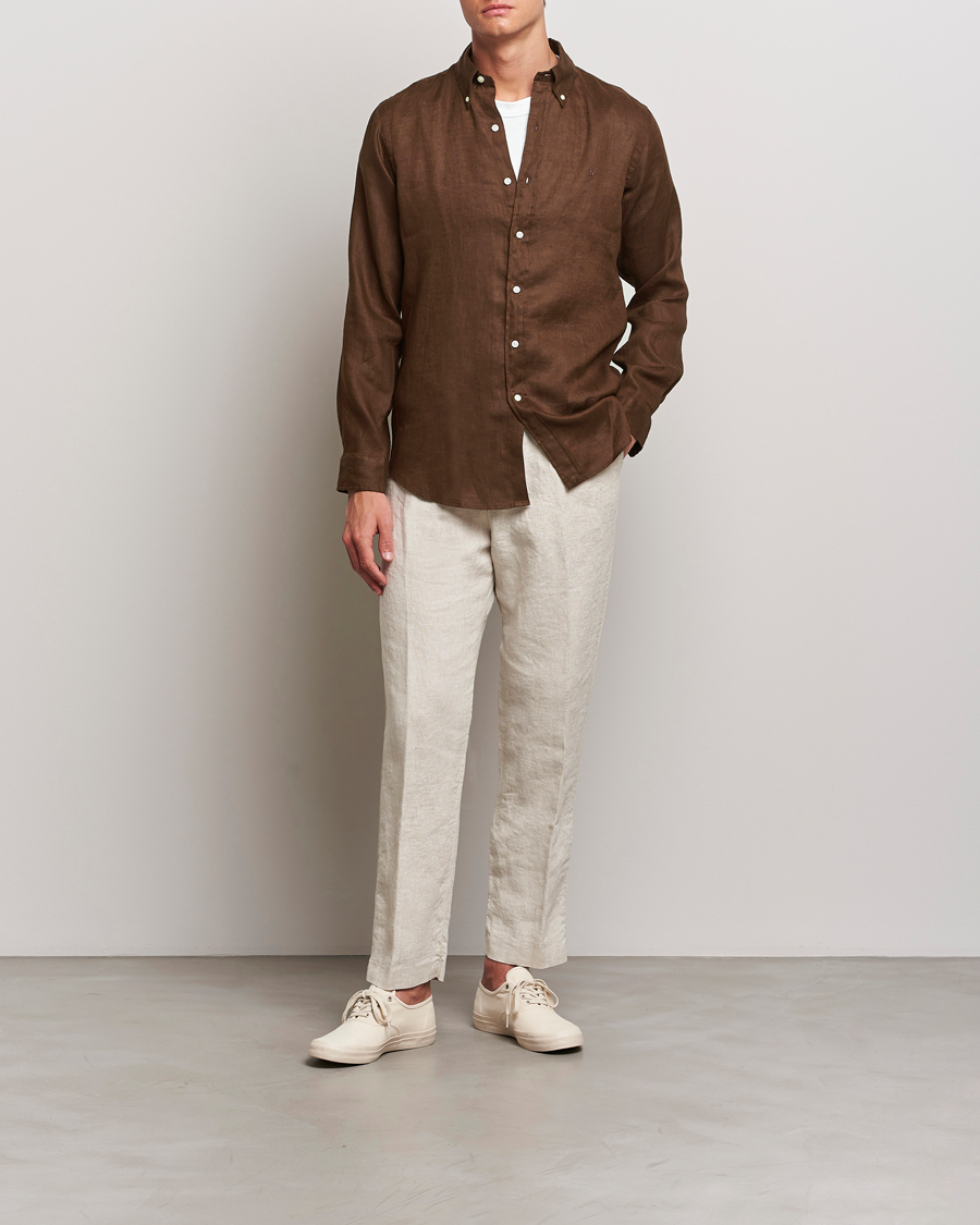Herren | Hemden | Polo Ralph Lauren | Custom Fit Linen Button Down Chocolate Mousse
