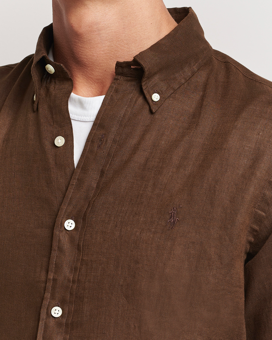 Herren | Hemden | Polo Ralph Lauren | Custom Fit Linen Button Down Chocolate Mousse