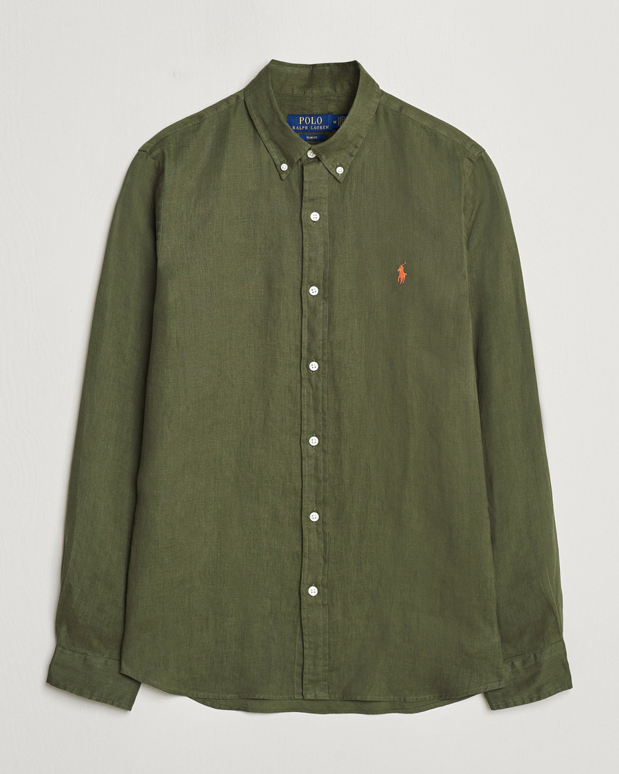 Herren | Hemden | Polo Ralph Lauren | Slim Fit Linen Button Down Shirt Thermal Green