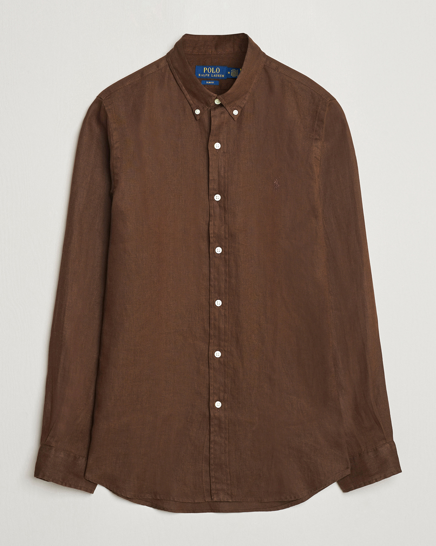 Herren | Hemden | Polo Ralph Lauren | Slim Fit Linen Button Down Shirt Chocolate Mousse