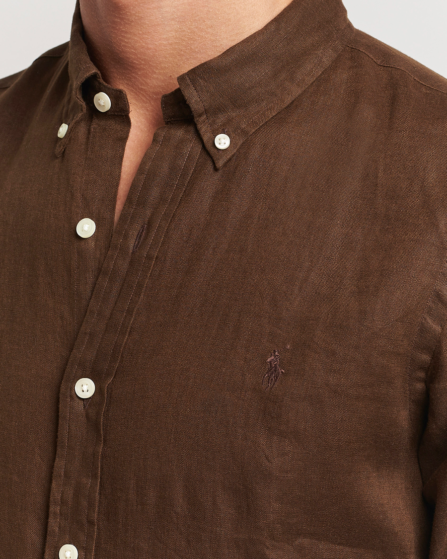 Herren | Hemden | Polo Ralph Lauren | Slim Fit Linen Button Down Shirt Chocolate Mousse