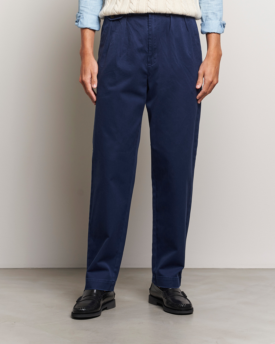 Herren | Hosen | Polo Ralph Lauren | Rustic Twill Pleated Worker Trousers Newport Navy