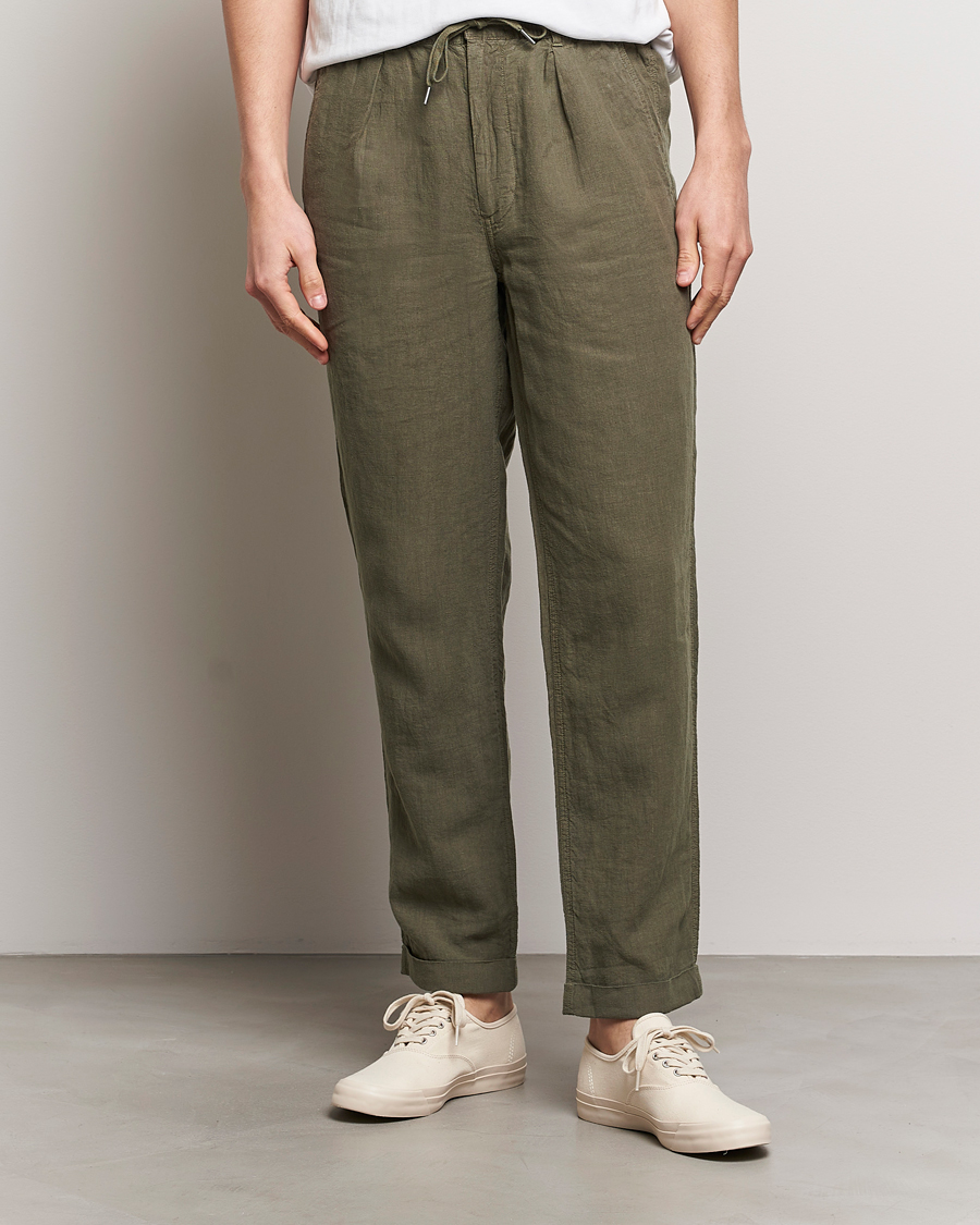Herren | The Linen Lifestyle | Polo Ralph Lauren | Prepster Linen Trousers Thermal Green