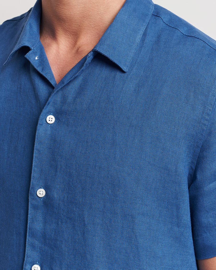 Herren | Hemden | Samsøe Samsøe | Saavan Linen Short Sleeve Shirt Déja Vu Blue