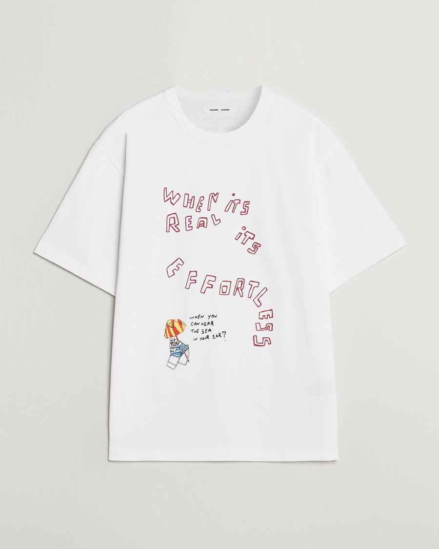 Herren | T-Shirts | Samsøe Samsøe | Sagiotto Printed Crew Neck T-Shirt White Effortless