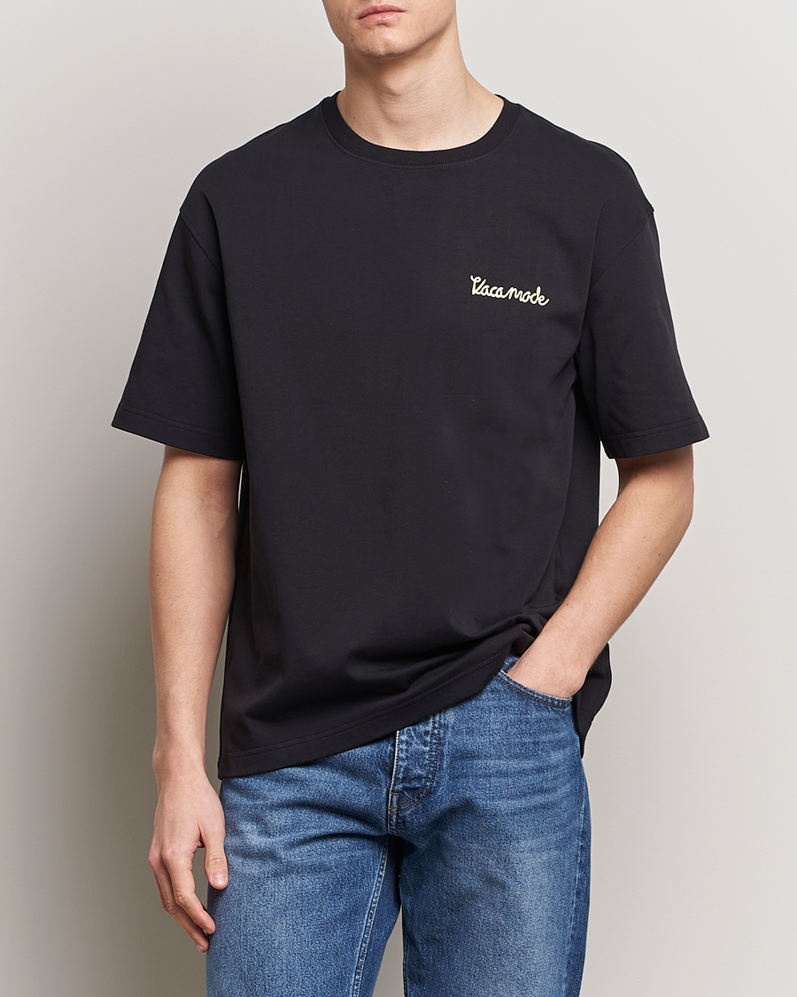 Herren | Schwartze t-shirts | Samsøe Samsøe | Savaca Printed Crew Neck T-Shirt Black