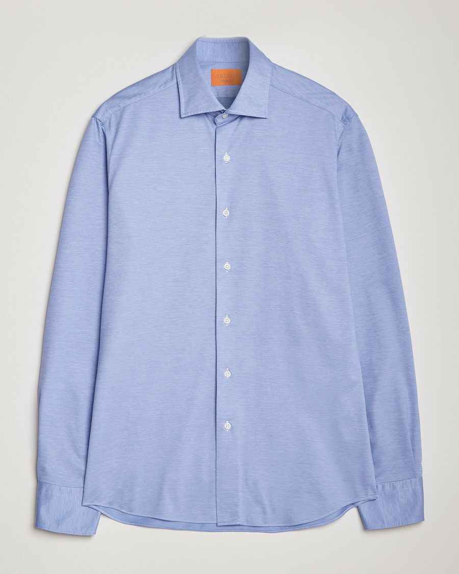 Herren | Hemden | Grigio | Cotton Jersey Shirt Light Blue