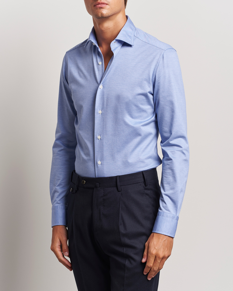 Herren | Hemden | Grigio | Cotton Jersey Shirt Light Blue