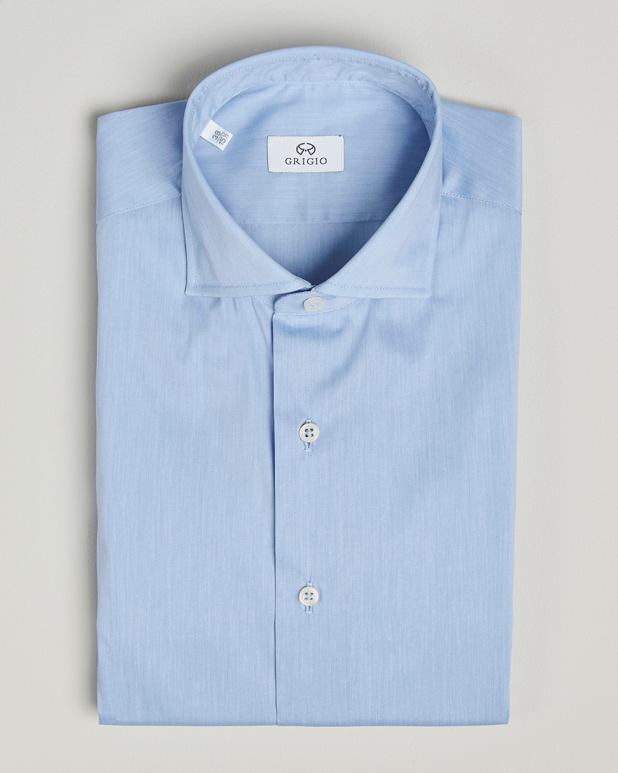 Herren | Hemden | Grigio | Stretch Popeline Dress Shirt Light Blue