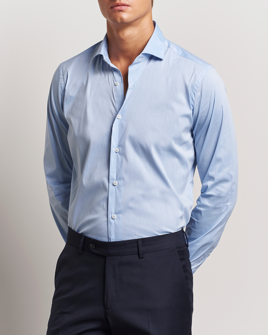 Herren | Hemden | Grigio | Stretch Popeline Dress Shirt Light Blue