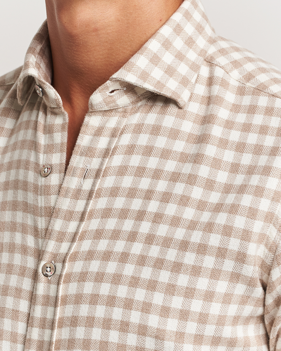 Herren | Hemden | Grigio | Washed Flannel Shirt Beige Check
