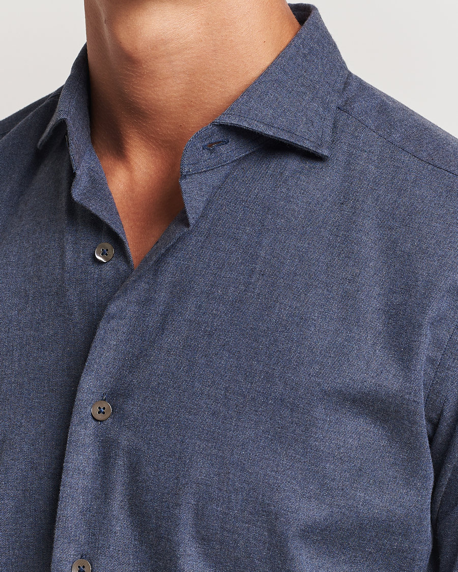 Herren | Hemden | Grigio | Washed Flannel Shirt Navy