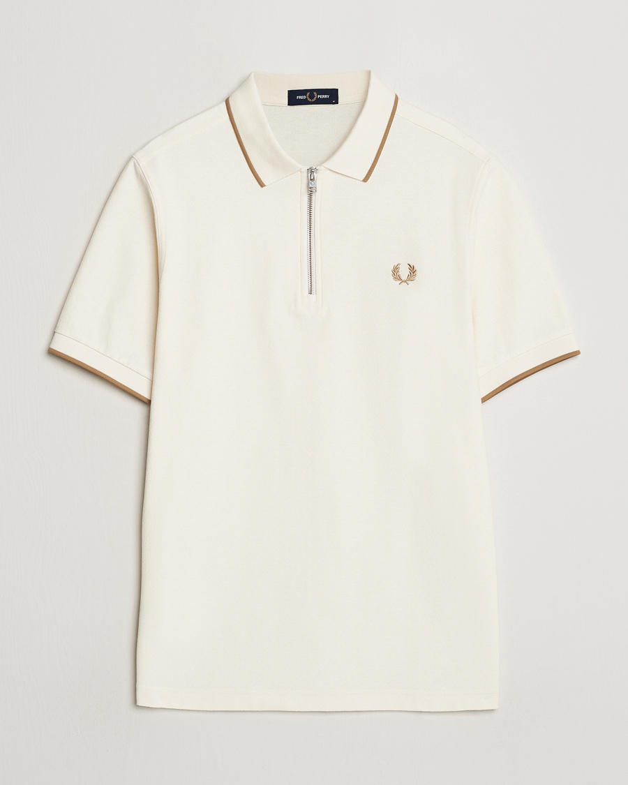 Herren | Poloshirts | Fred Perry | Crépe Half Zip Polo Ecru
