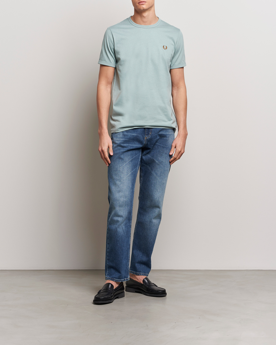 Herren | T-Shirts | Fred Perry | Ringer T-Shirt Silver Blue