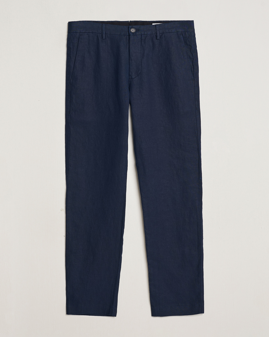 Herren | Hosen | NN07 | Theo Linen Trousers Navy Blue