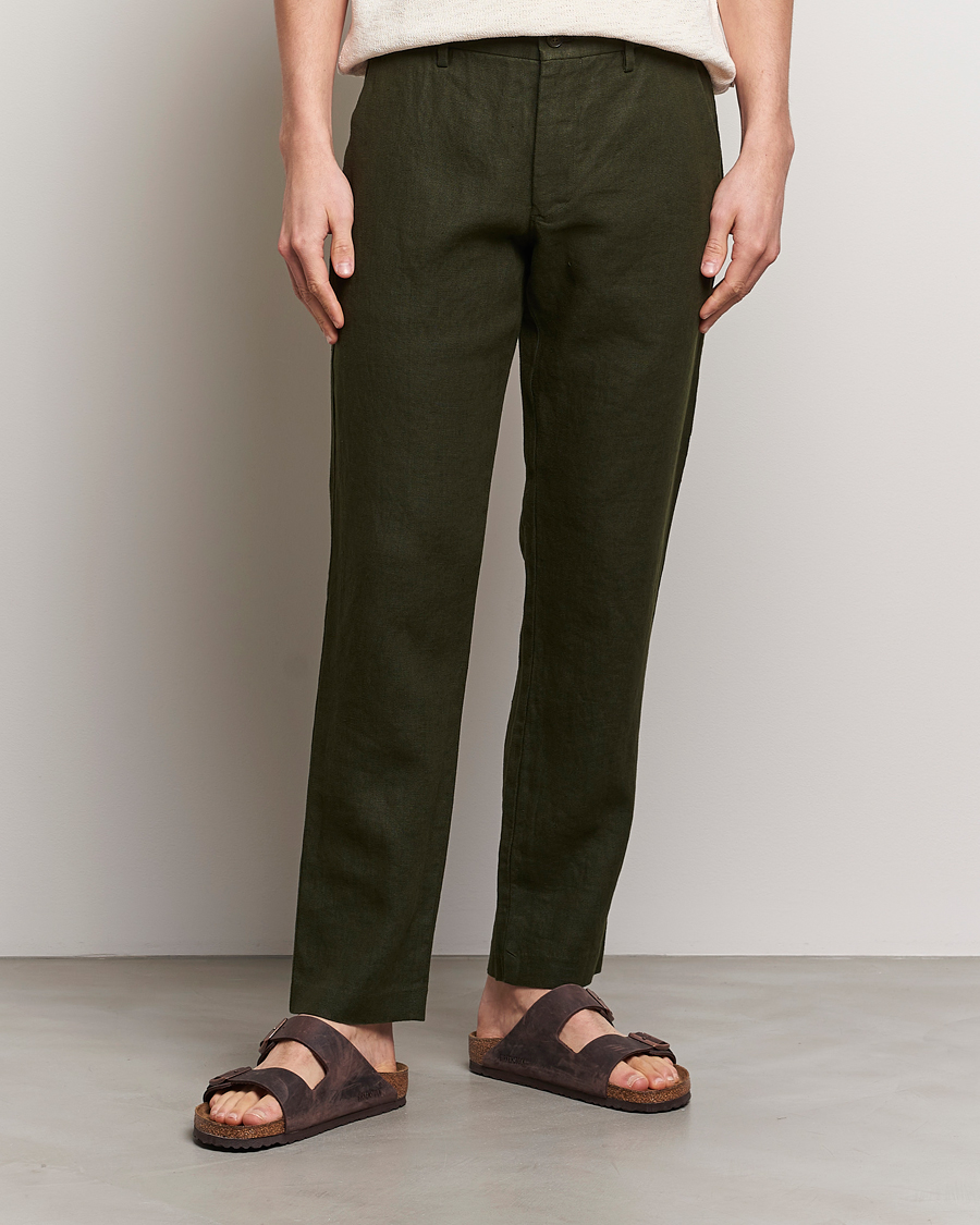 Herren | Hosen | NN07 | Theo Linen Trousers Rosin Green