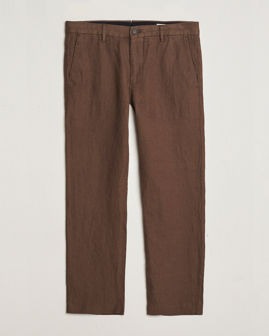 Herren | Hosen | NN07 | Theo Linen Trousers Cocoa Brown
