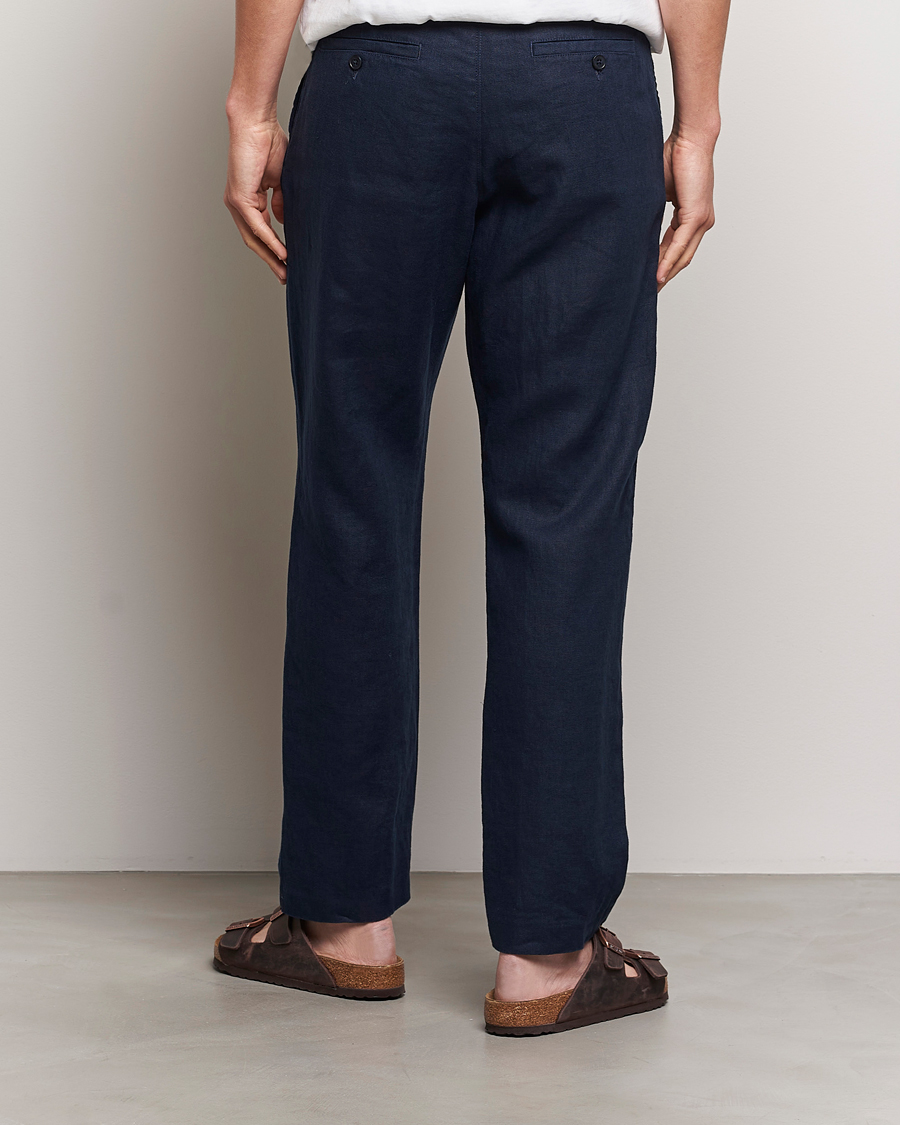 Herren | Hosen | NN07 | Bill Pleated Linen Trousers Navy Blue