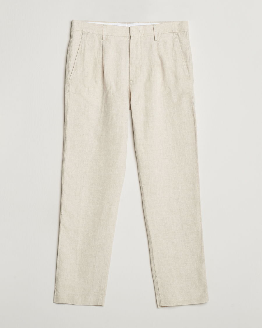 Herren |  | NN07 | Bill Pleated Linen Trousers Oat