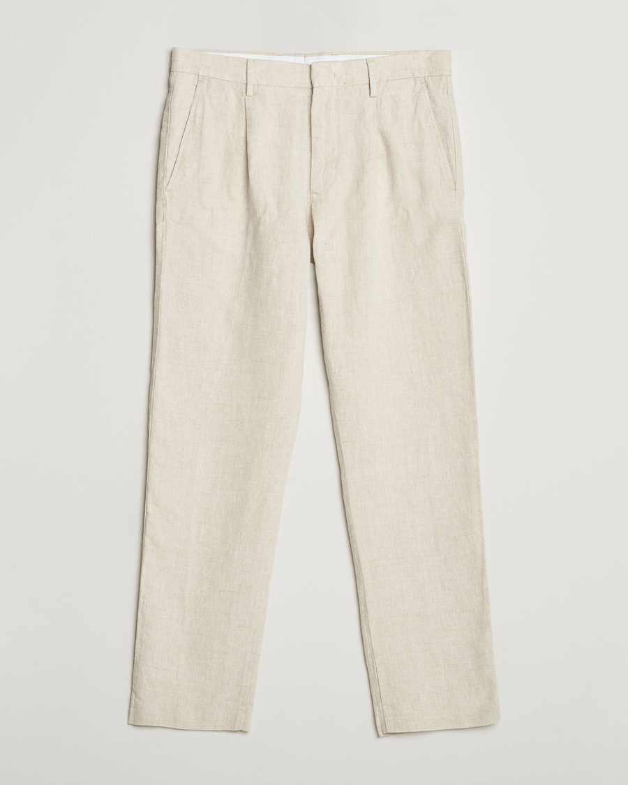 Herren | Hosen | NN07 | Bill Pleated Linen Trousers Oat