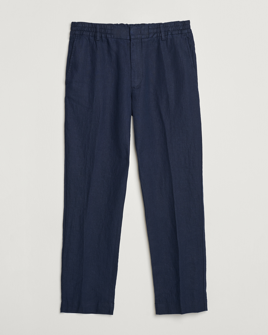 Herren | Hosen | NN07 | Billie Linen Drawstring Trousers Navy Blue