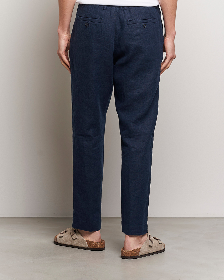 Herren | Hosen | NN07 | Billie Linen Drawstring Trousers Navy Blue