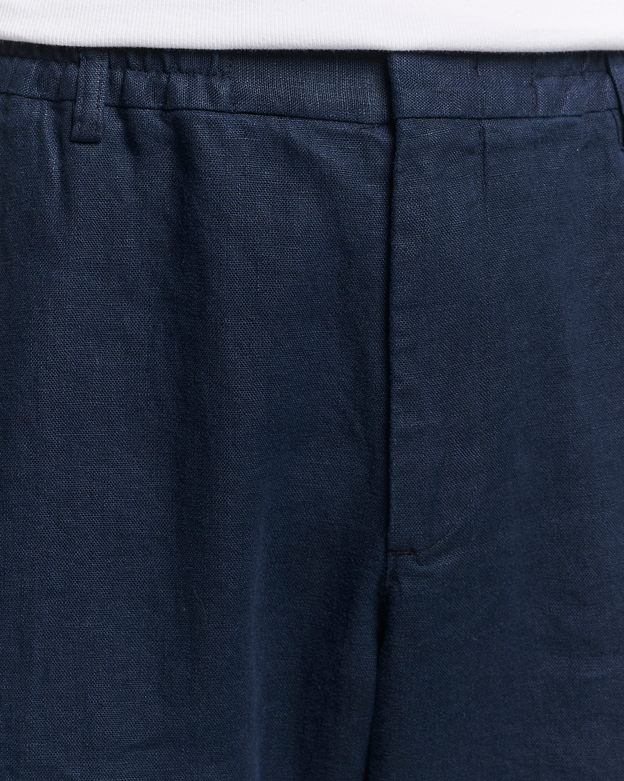 Herren | Hosen | NN07 | Billie Linen Drawstring Trousers Navy Blue