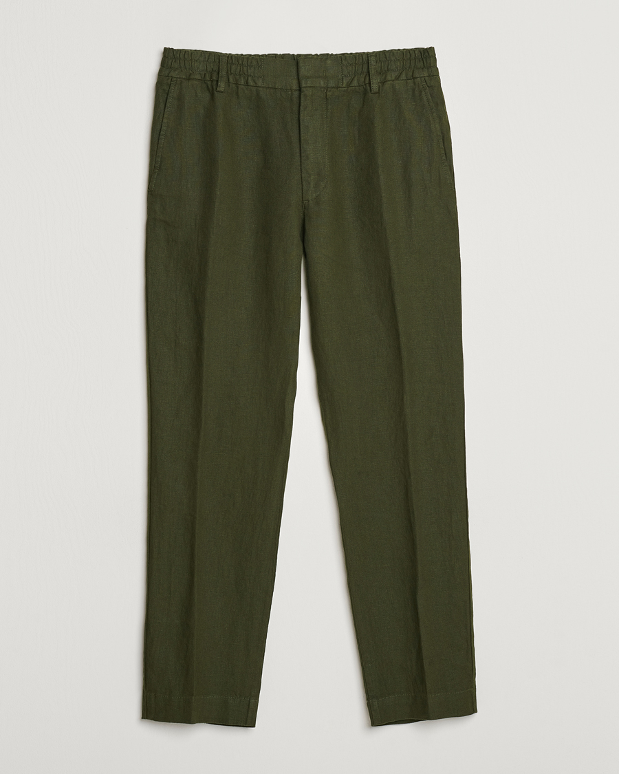Herren | Hosen | NN07 | Billie Linen Drawstring Trousers Rosin Green