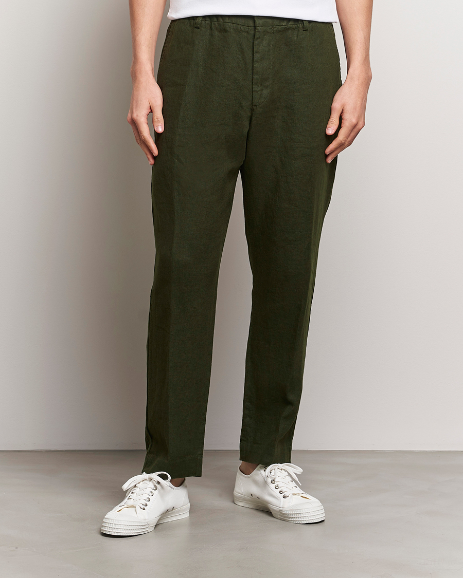 Herren | Hosen | NN07 | Billie Linen Drawstring Trousers Rosin Green