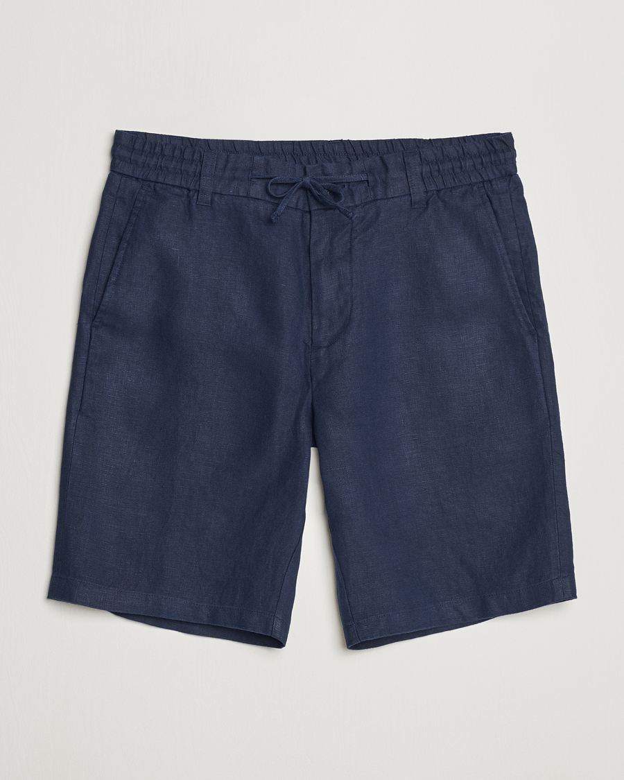Herren | Shorts | NN07 | Seb Linen Drawstring Shorts Navy Blue