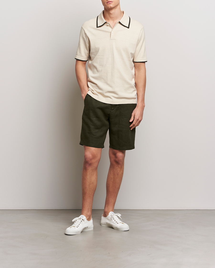Herren | Shorts | NN07 | Seb Linen Drawstring Shorts Rosin Green