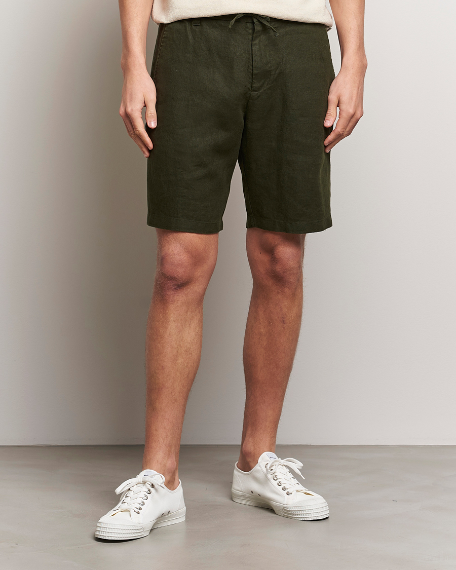 Herren | Shorts | NN07 | Seb Linen Drawstring Shorts Rosin Green