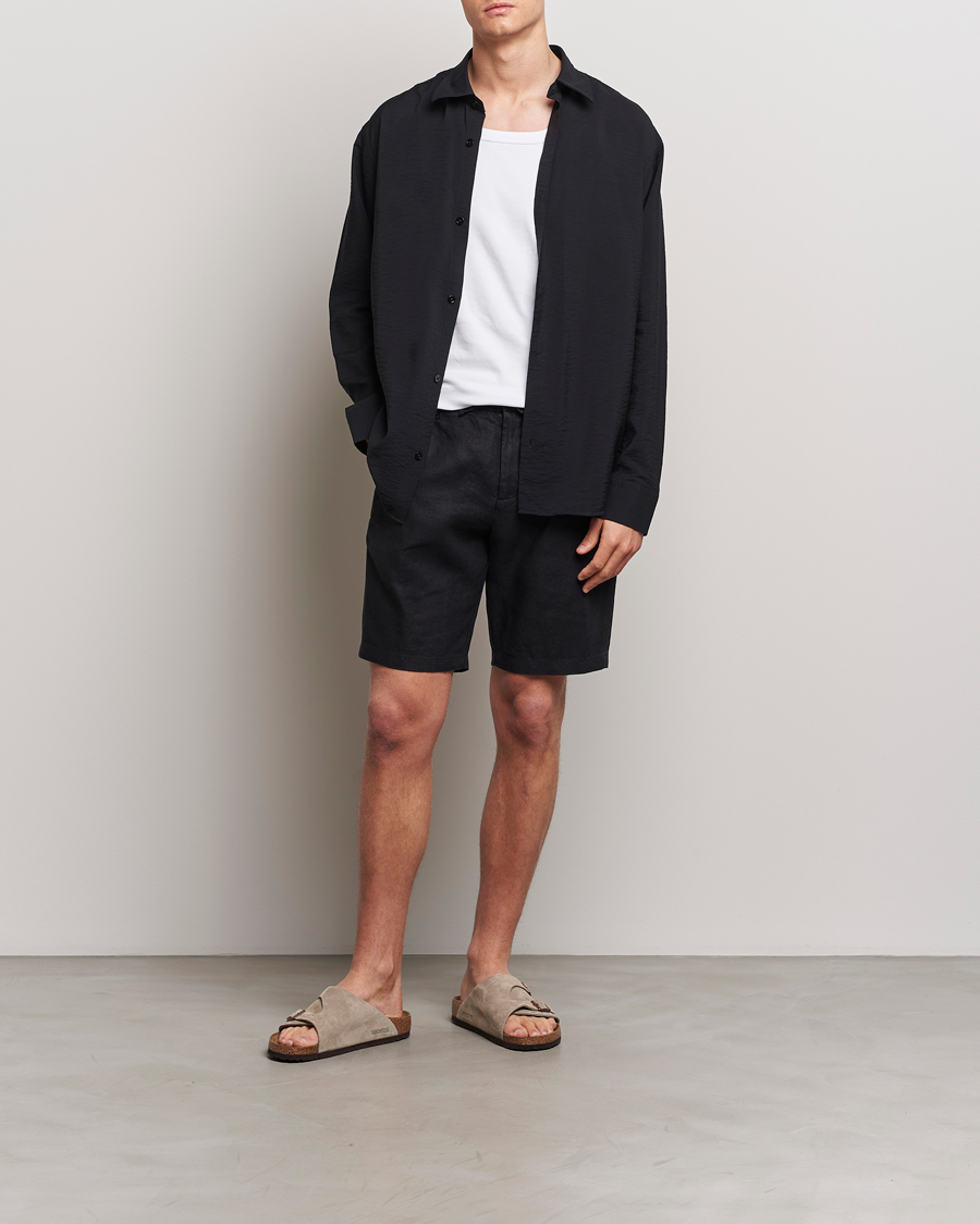 Herren | Shorts | NN07 | Seb Linen Drawstring Shorts Black