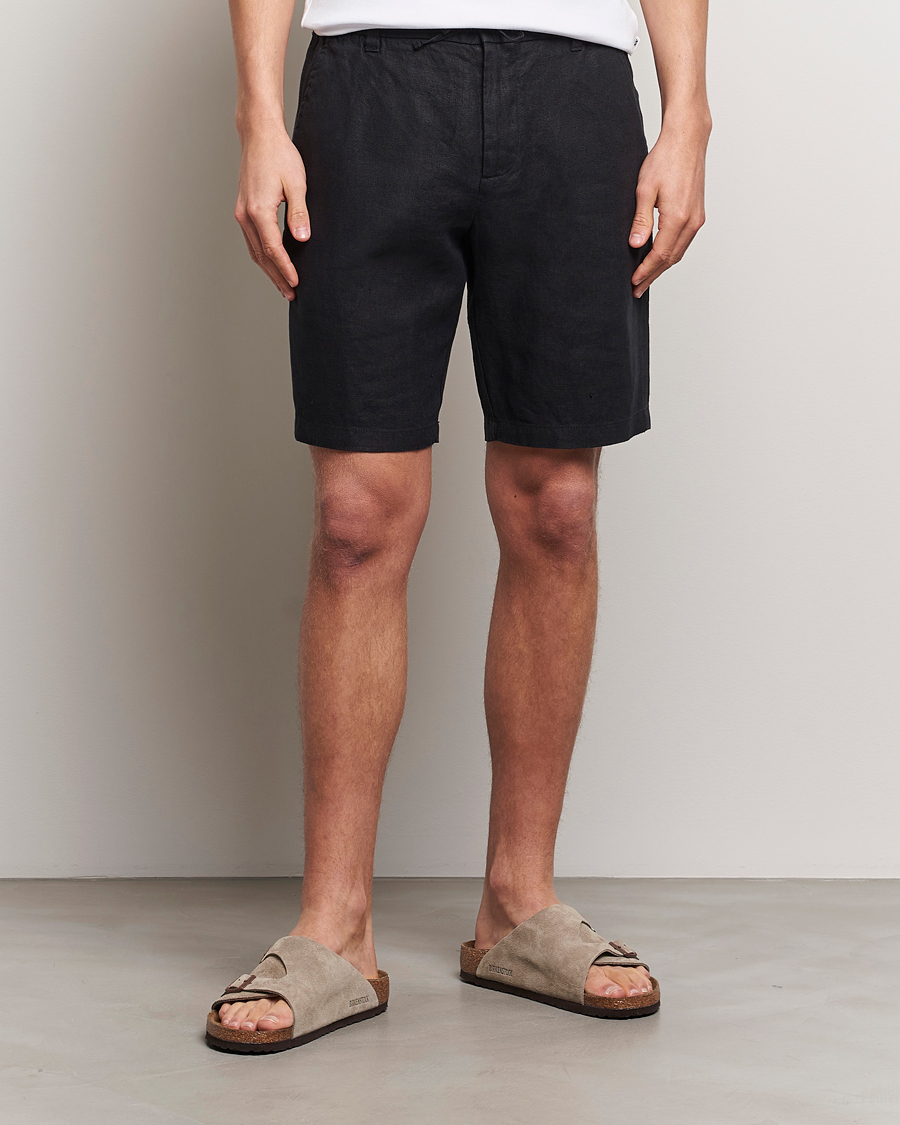 Herren | The Linen Lifestyle | NN07 | Seb Linen Drawstring Shorts Black