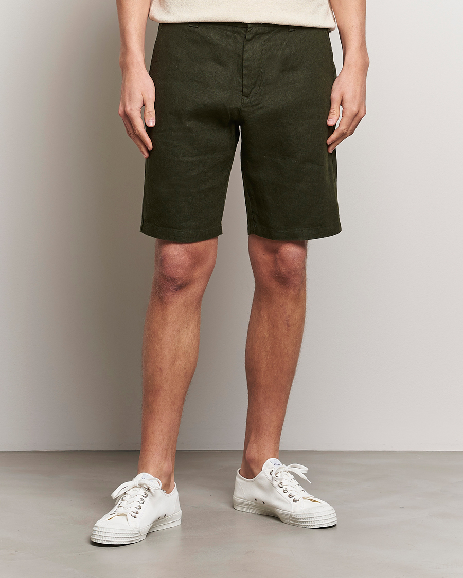 Herren | Kleidung | NN07 | Crown Linen Shorts Rosin Green