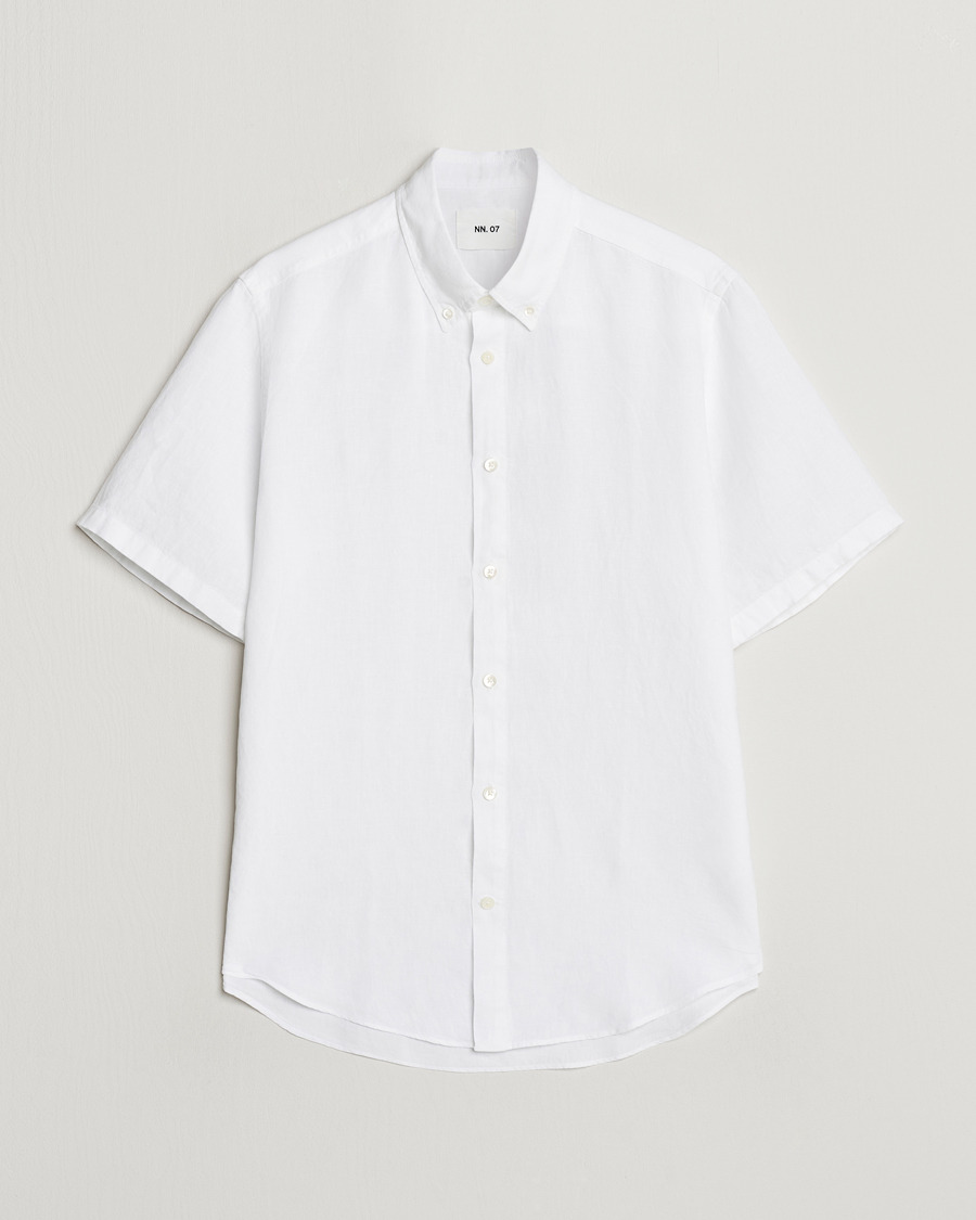 Herren | Hemden | NN07 | Arne Linen Short Sleeve Shirt White