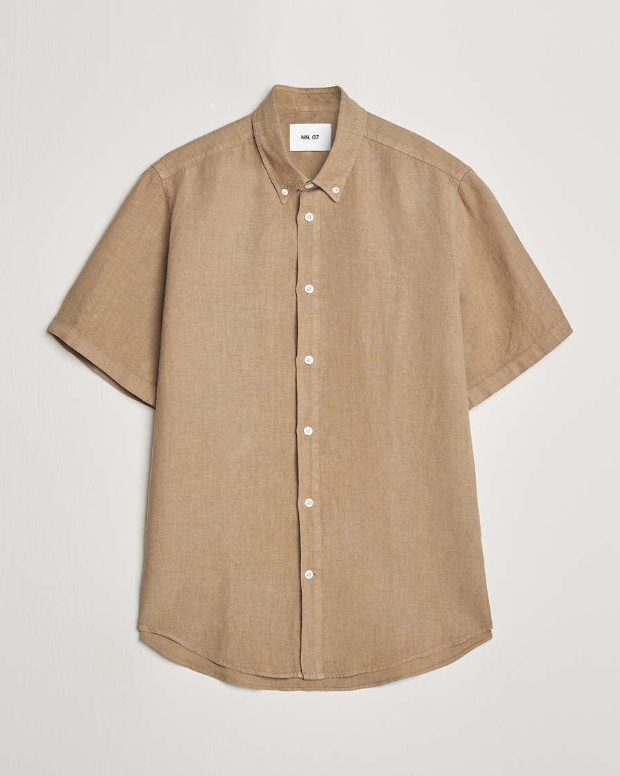 Herren | Hemden | NN07 | Arne Linen Short Sleeve Shirt Greige