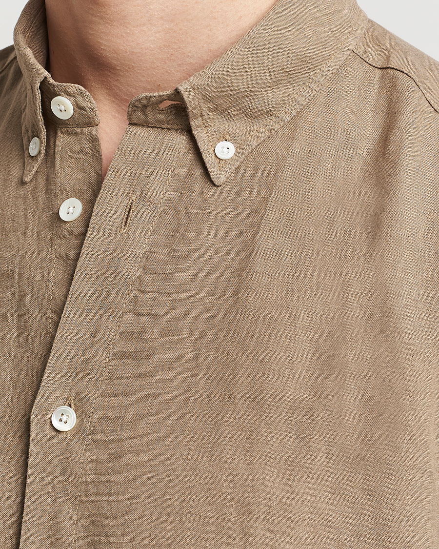 Herren | Hemden | NN07 | Arne Linen Short Sleeve Shirt Greige