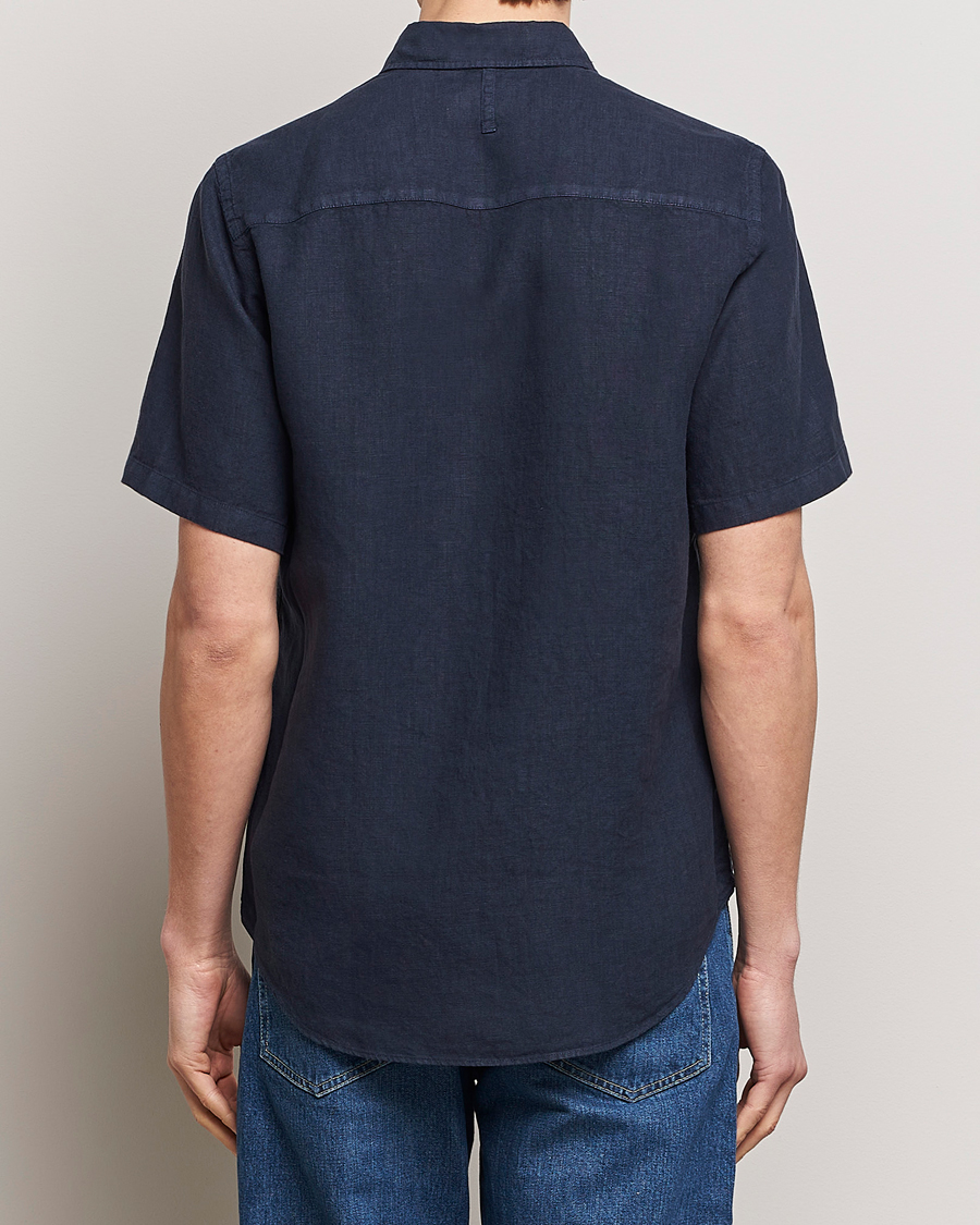 Herren | Hemden | NN07 | Arne Linen Short Sleeve Shirt Navy Blue