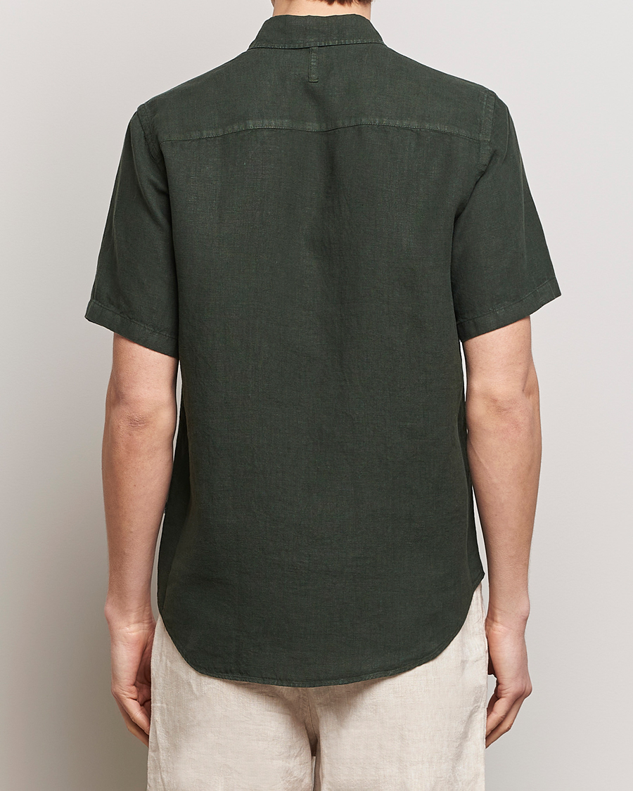 Herren | Hemden | NN07 | Arne Linen Short Sleeve Shirt Rosin Green