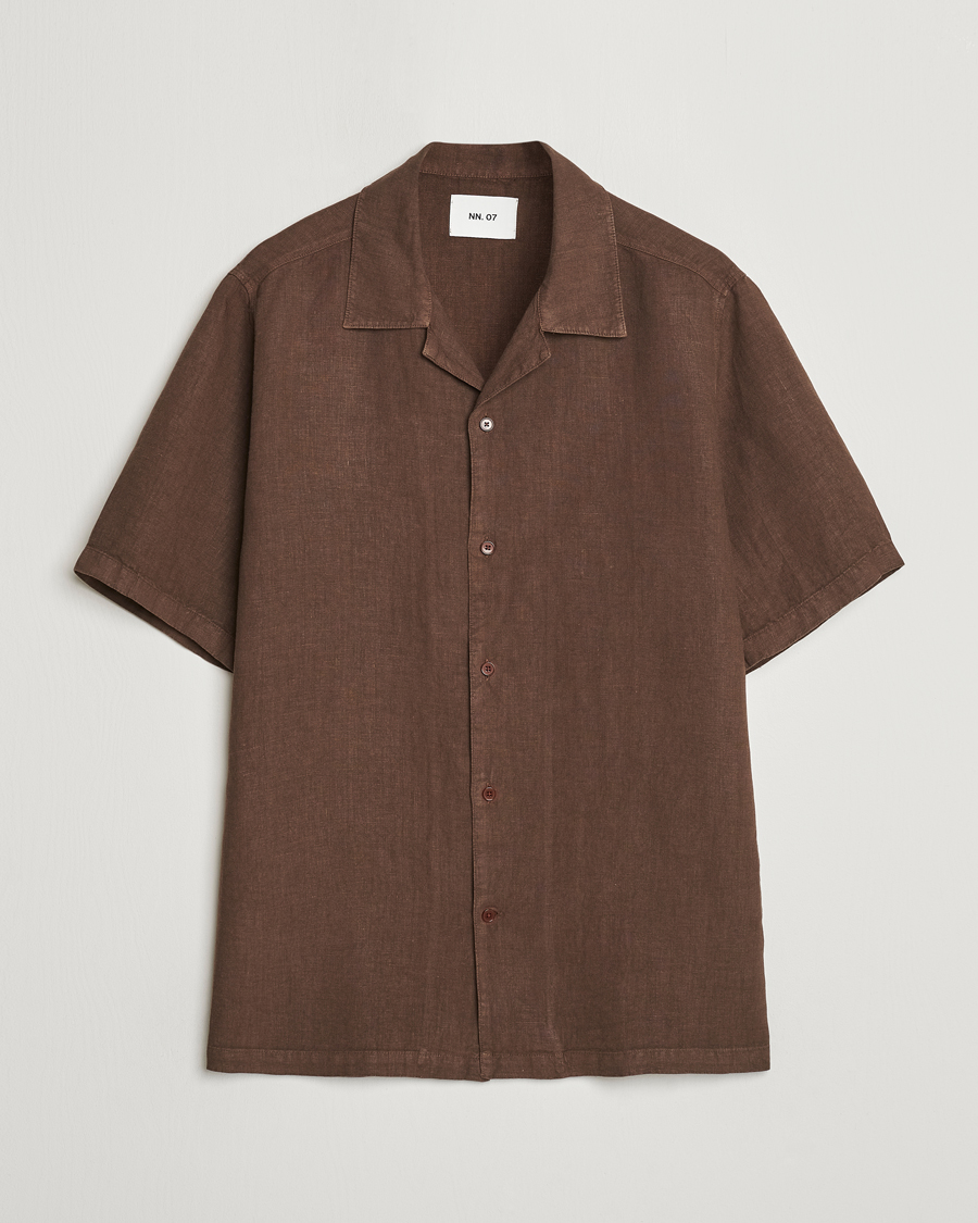 Herren | Hemden | NN07 | Julio Linen Resort Shirt Cocoa Brown