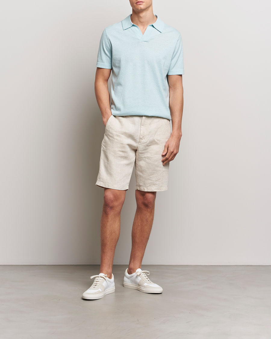 Herren | Poloshirts | NN07 | Ryan Cotton/Linen Polo Winter Sky