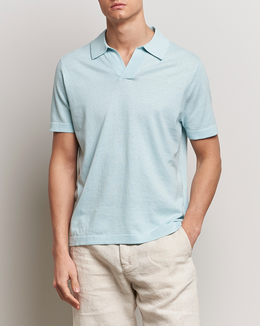 Herren | Poloshirts | NN07 | Ryan Cotton/Linen Polo Winter Sky