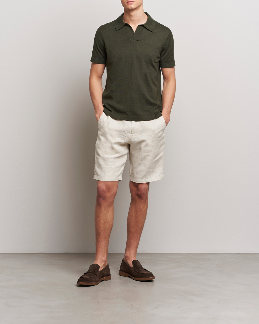 Herren | Poloshirts | NN07 | Ryan Cotton/Linen Polo Rosin Green