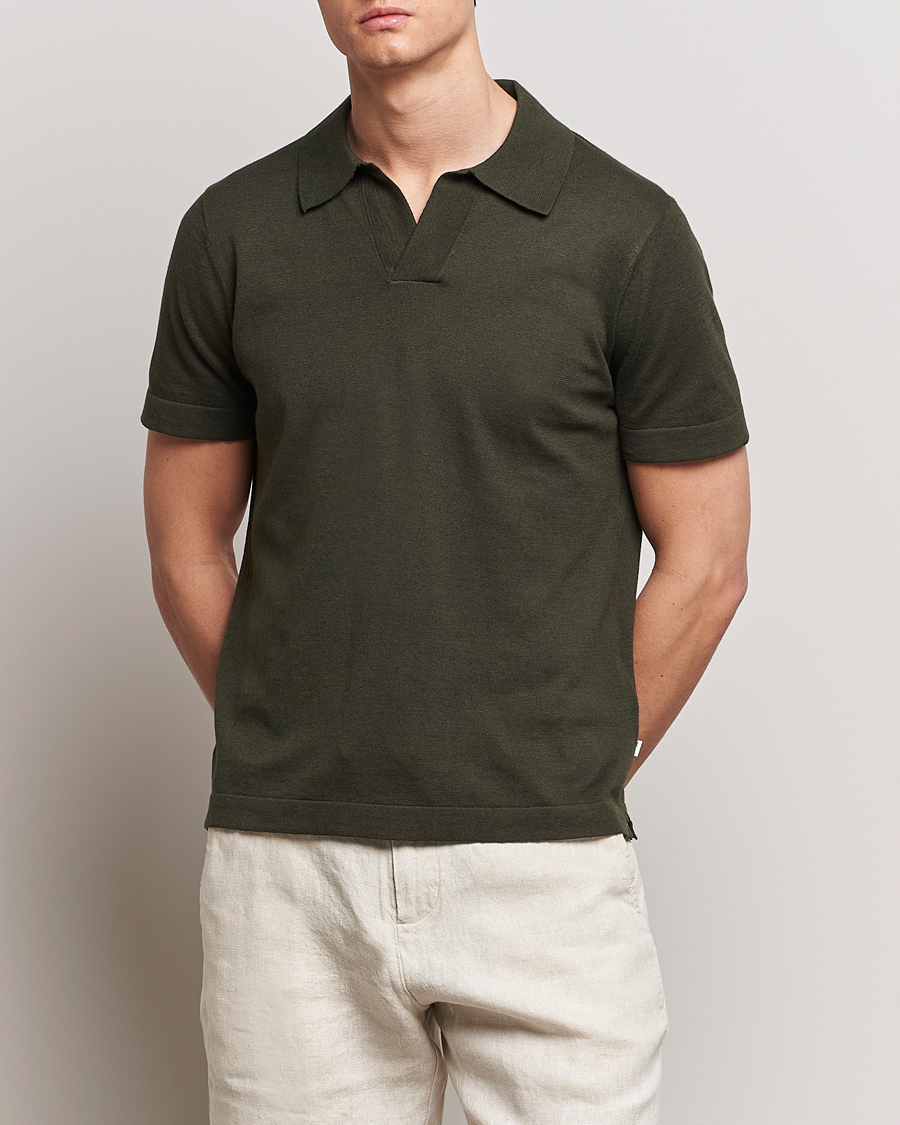 Men | Polo Shirts | NN07 | Ryan Cotton/Linen Polo Rosin Green