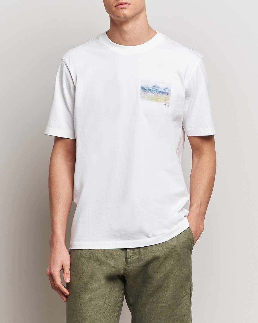 Herr | NN07 | NN07 | Adam Printed Crew Neck T-Shirt White