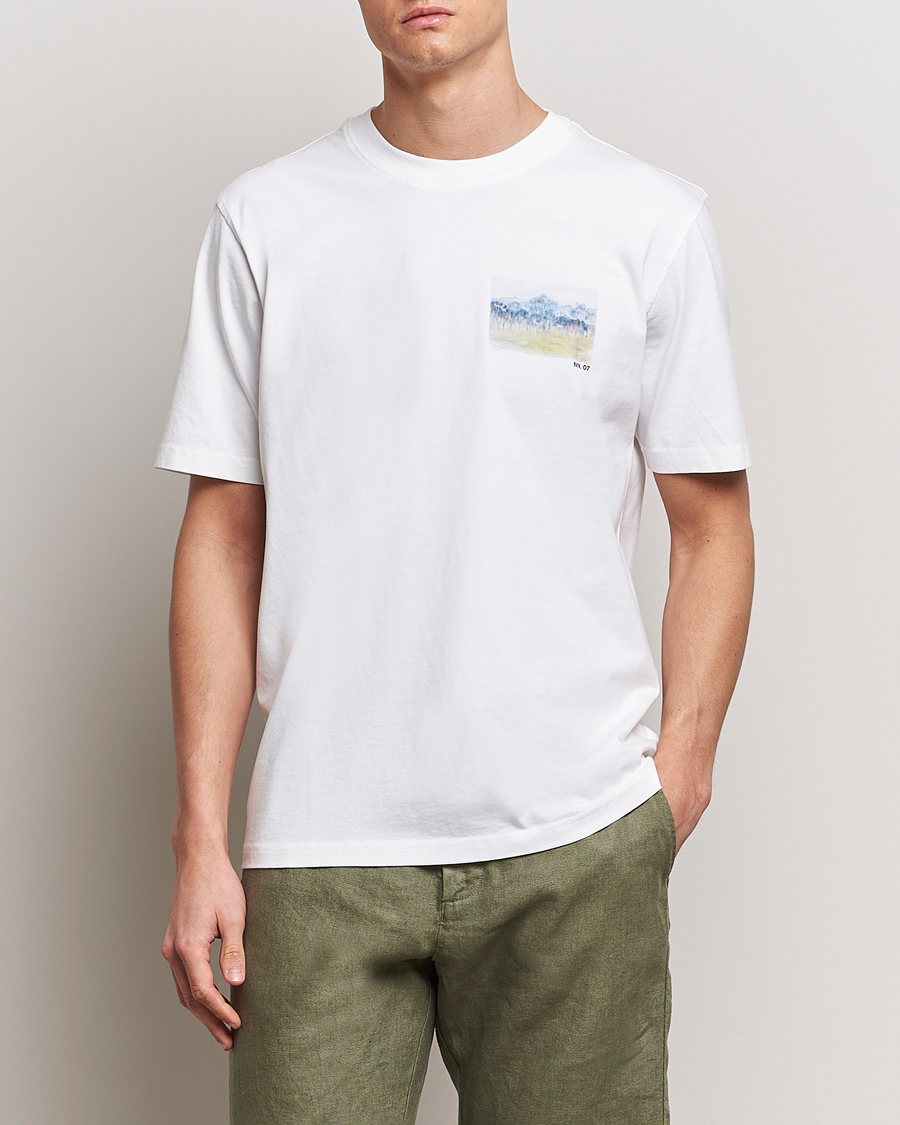 Herren | T-Shirts | NN07 | Adam Printed Crew Neck T-Shirt White
