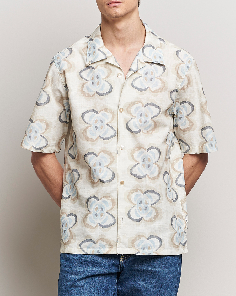Herren | Hemden | NN07 | Ole Printed Short Sleeve Shirt Ecru Multi