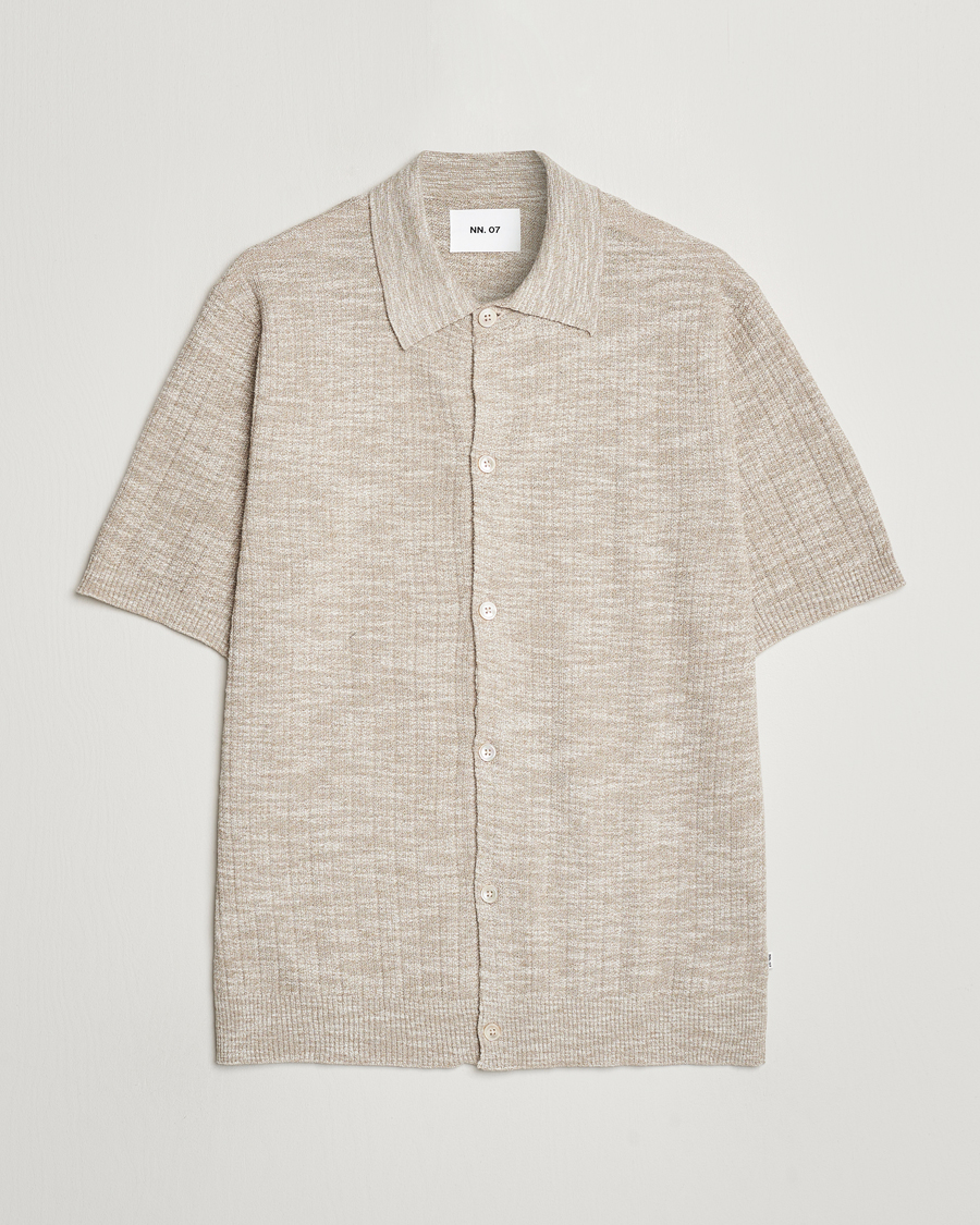 Herren | Hemden | NN07 | Nolan Knitted Shirt Sleeve Shirt Greige Melange
